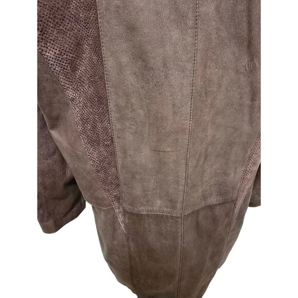 80s 90s Vintage Leather Jacket Womens Size Medium Brown Animal Print - Picture 9 of 10